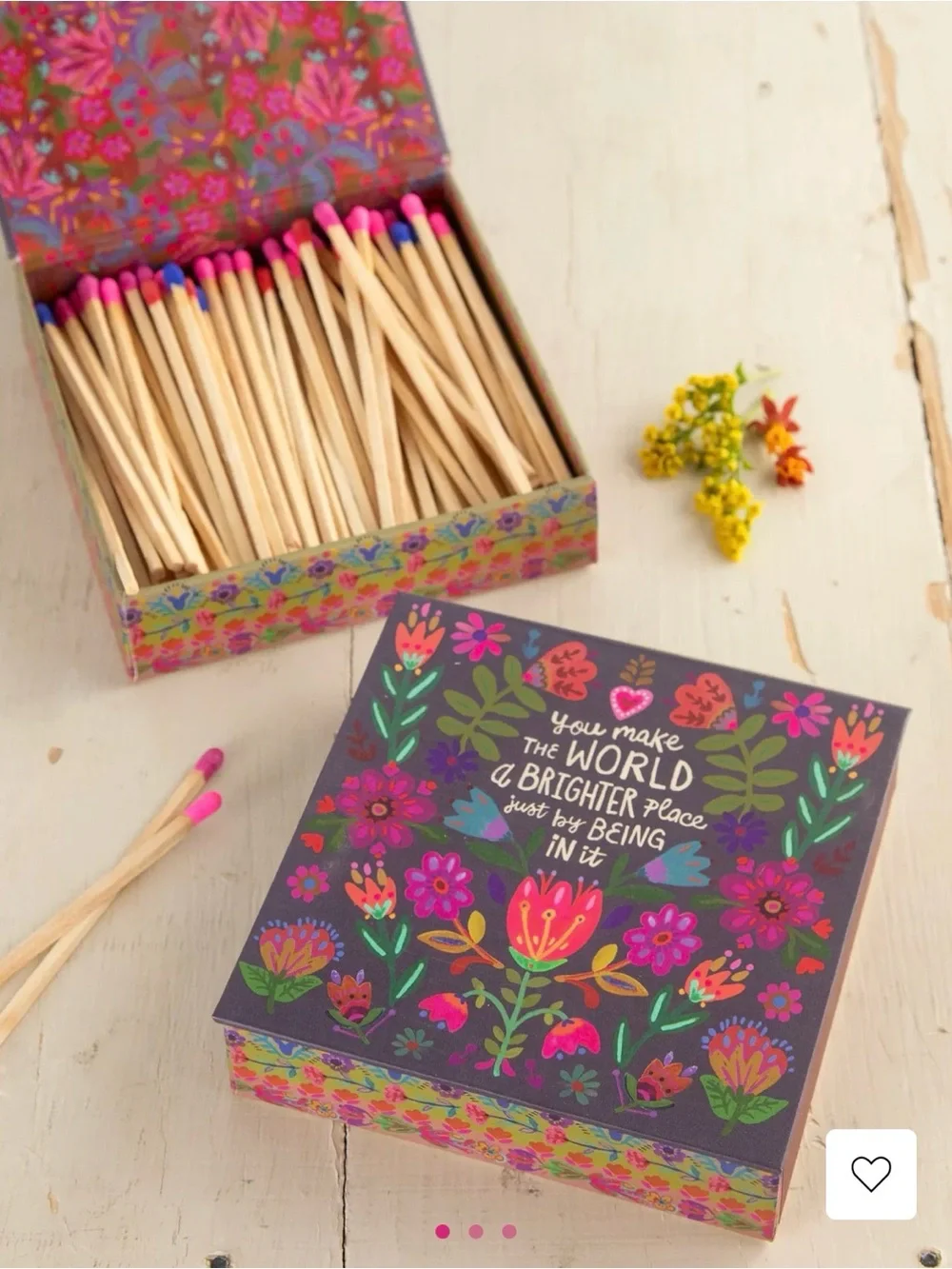NATURAL LIFE Floral Bright Decorative Matchbox - Purple, Pink, Green, Orange